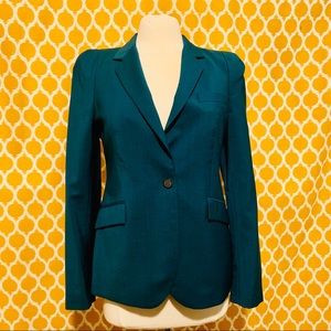 Zara Teal Puff Sleeve One Button Blazer Size M